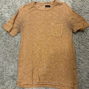 Zara Men's Brown Striped Short Sleeve Tee